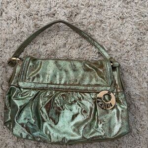 Fendi Chef Gold And Green Shimmer Shoulder Bag